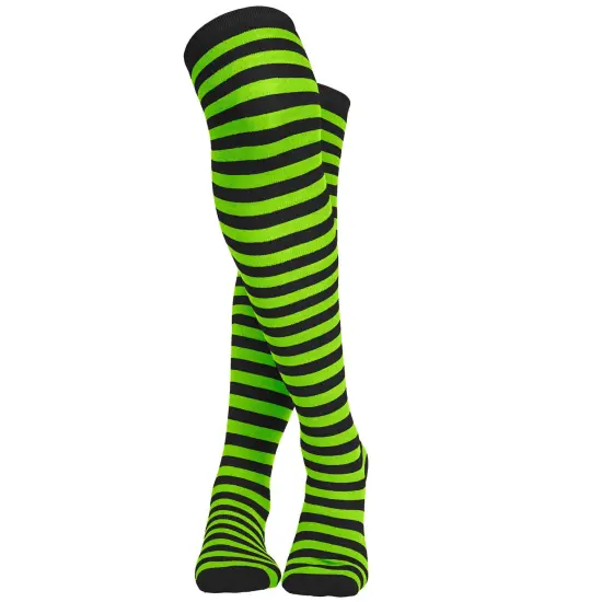 Black and Green Socks - Over The Knee Striped Thigh High Costume Accessories Stockings for Men, Women and Kids {4}
