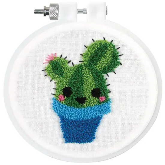 Design Works Punch Needle Kit 3.5" Round-Cactus {3}
