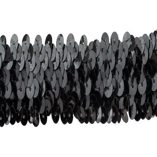 Belagio Stretch Sequin Trim, 1" Wide, 10-Yard Bolt, Black {1}