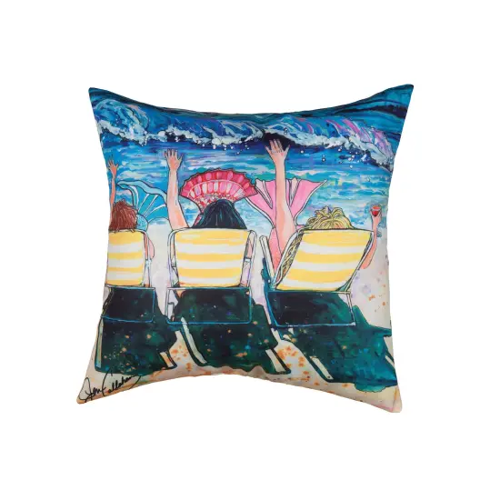 Mermaid Beach Party Indoor/Outdoor Throw Pillow, 18" x 18" {1}