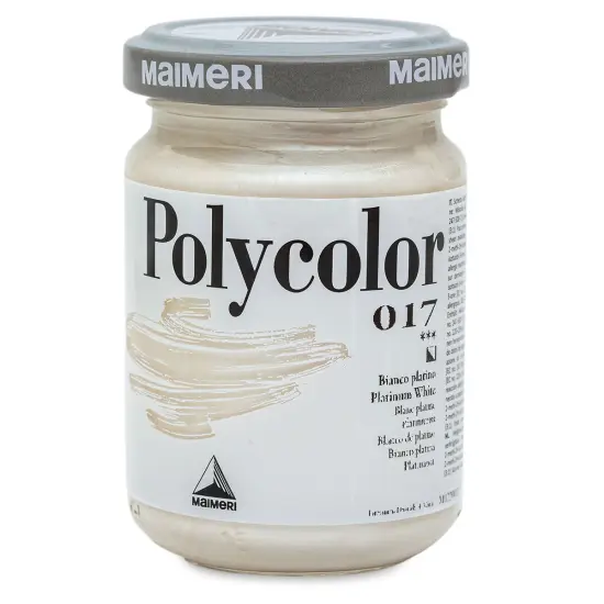 Maimeri Polycolor Vinyl Paints - Platinum White, 140 ml Jar {1}