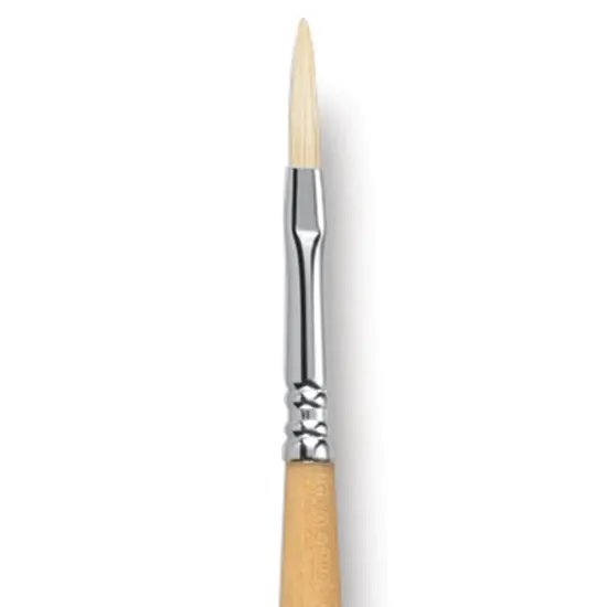 Escoda Clasico Chungking White Bristle Brush - Long Filbert, Long Handle, Size 4 {1}