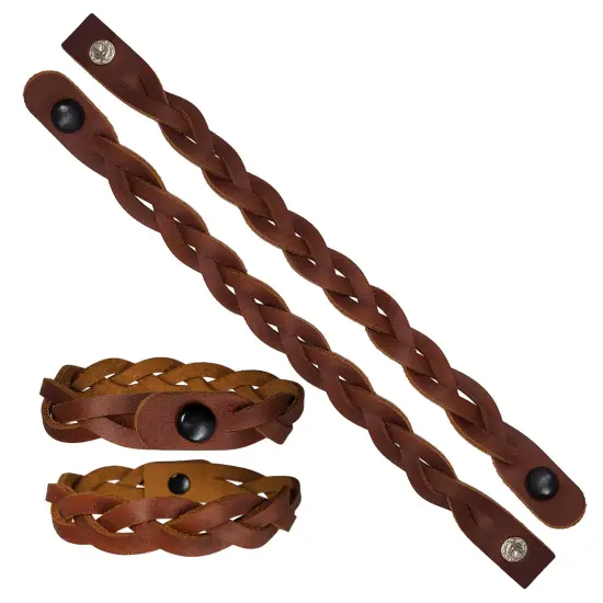 Mystery Braid Leather Bracelets Kit - 8 Brown Leather Bracelets Braiding Ready - Made in USA by Pitka Leather {4}
