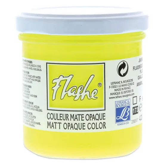 Lefranc & Bourgeois Flashe Vinyl Paint - Fluorescent Yellow, 125 ml jar {1}