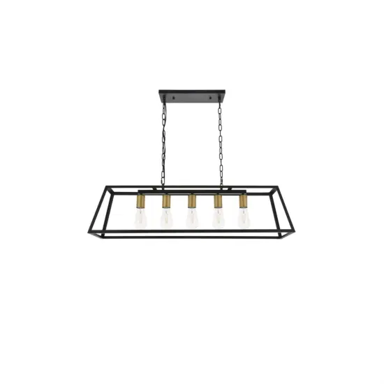 Resolute 5 light brass and black Pendant {5}