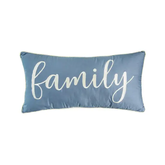 Embroidered "Family" Cursive Script Rectangle Accent Pillow, 12" x 24" {1}