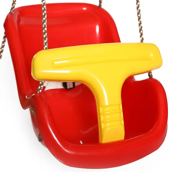 Red Plastic Baby and Toddler Swing Seat with Hanging Ropes {4}