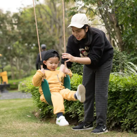 Outdoor Playground Kids Heavy Duty Swing Seat, EVA Belt Swing with Rope for All Ages Red {8}