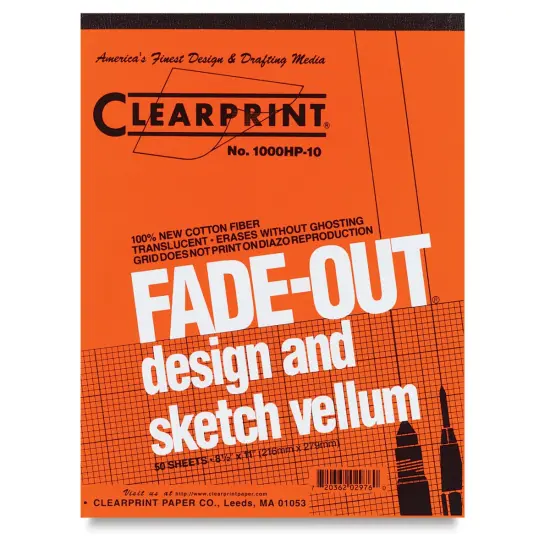 Clearprint Drafting and Design Fade-Out Vellum - 8 1/2" x 11", 10 x 10 Grid, 50 Sheets {2}