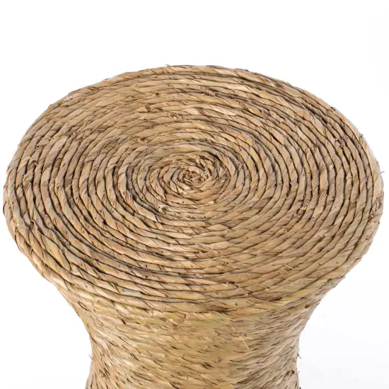 Decorative Round Wicker Side Table Hourglass Shape Accent Coffee Table {6}