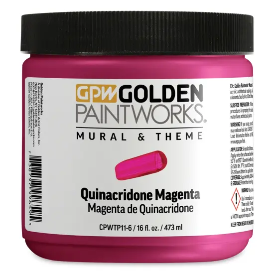 Golden Paintworks Mural and Theme Acrylic Paint - Quinacridone Magenta, 16 oz, Jar {1}