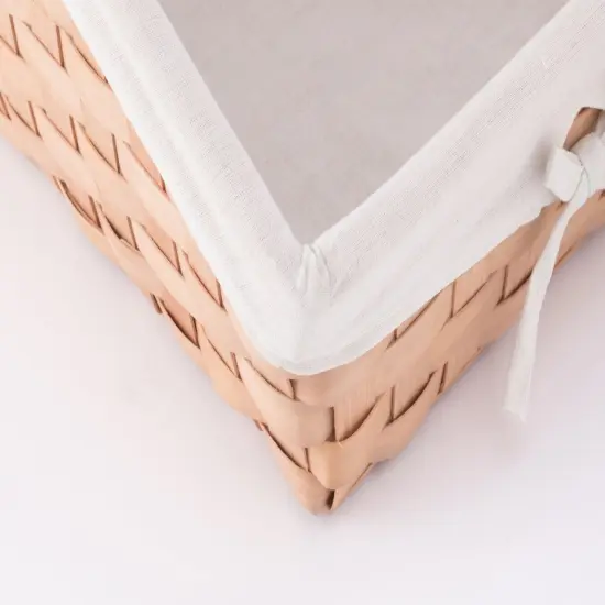 Wooden Angled Display Basket with Fabric Liner for Storage and Display {4}