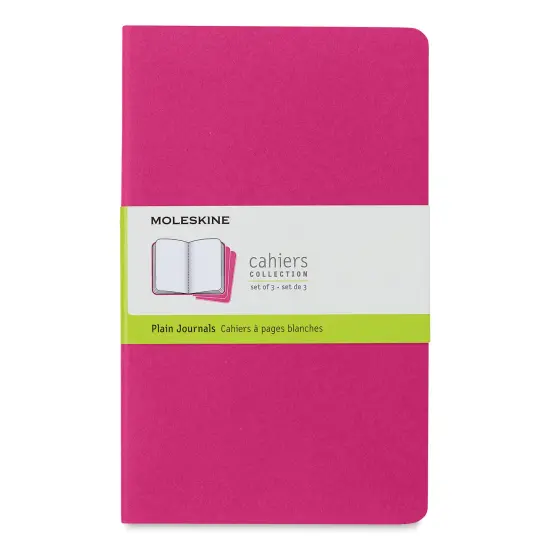 Moleskine Cahier Journals - 8-1/4" x 5", Blank, Kinetic Pink, Pkg of 3 {1}