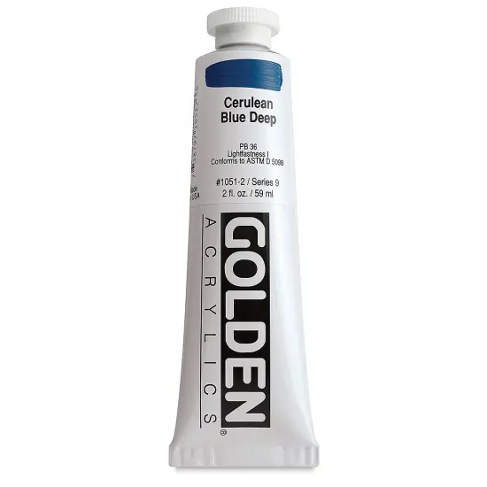 Golden Heavy Body Artist Acrylics - Cerulean Blue Deep, 2 oz Tube {2}