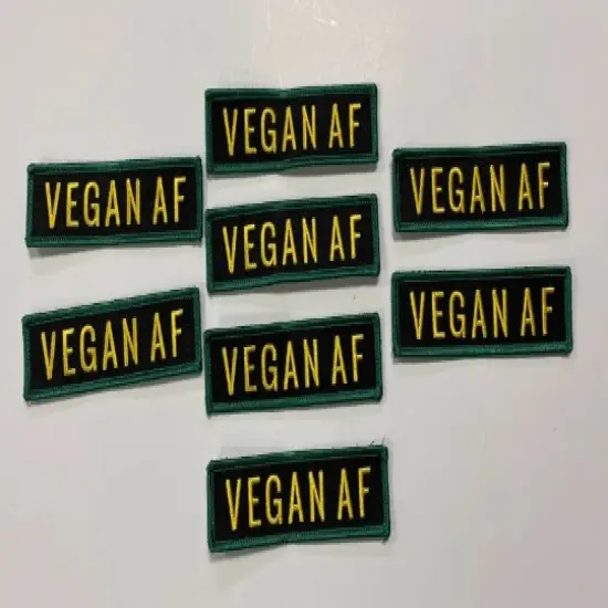 Patch Party Club &ldquo;Vegan AF&rdquo; Iron-On Embroidered Patch, Size 3.5&rdquo;x2&rdquo; {3}
