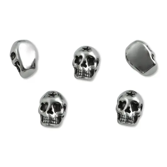 John Bead Antique Stainless Steel Beads - Skull 1, 10 x 14 mm, Pkg of 5 {1}