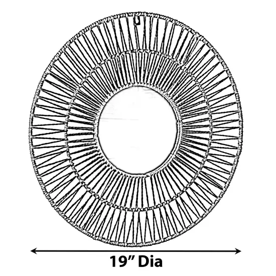 Decorative Woven Paper Rope Round Shape Bamboo Wood Modern Hanging Wall Mirror {4}