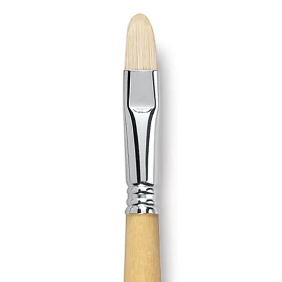Escoda Clasico Chungking White Bristle Brush - Short Filbert, Long Handle, Size 14 {1}