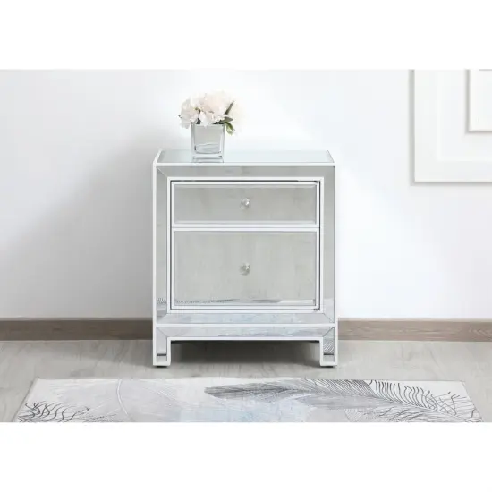 21 inch mirrored end table in white {2}
