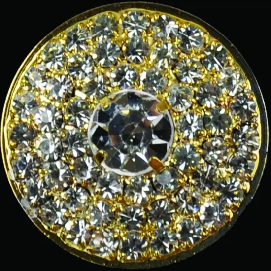 Belagio Rhinestone Shank Button, 1" Diameter, 1 Piece, Disc Design, Gold/Crystal {1}