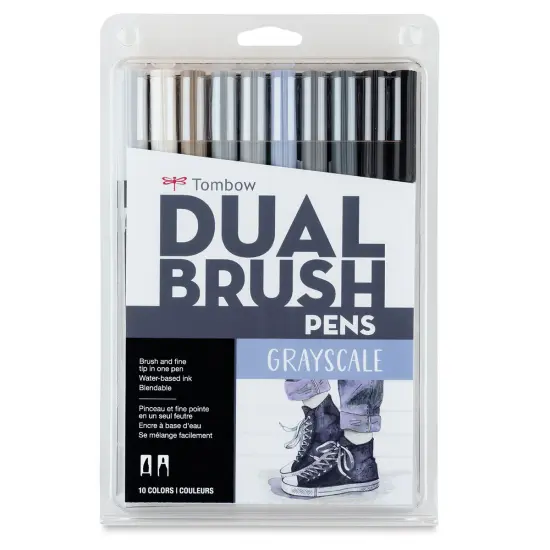 Tombow Dual Brush Pens - Gray Scale Colors, Set of 10 {1}