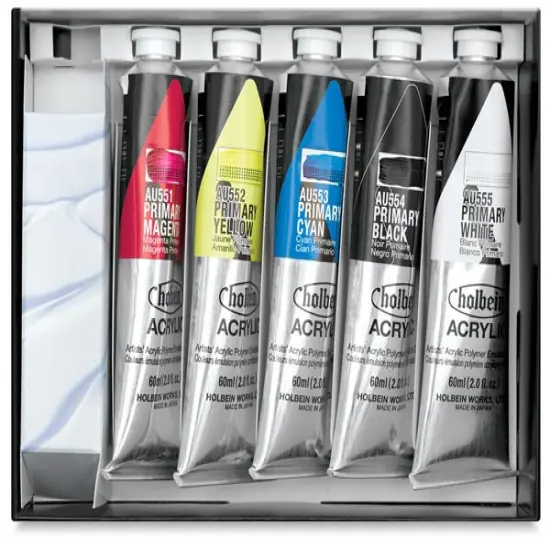 Holbein Heavy Body Artist Acrylics - Set of 5, Primary Colors, 60 ml {2}
