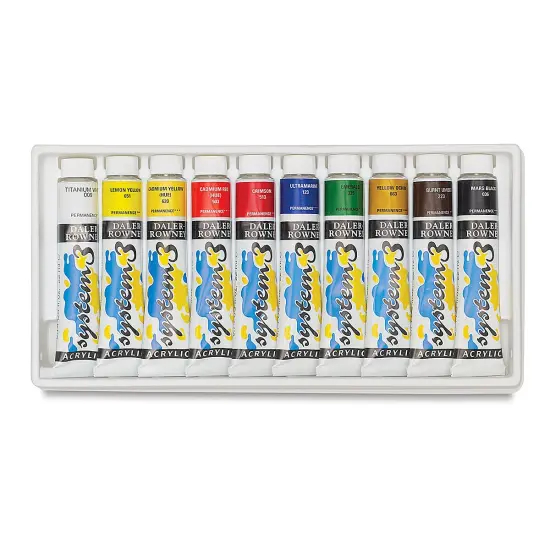 Daler-Rowney System3 Medium Body Acrylic Paints - Set of 10, Introduction Colors, 22 ml {2}