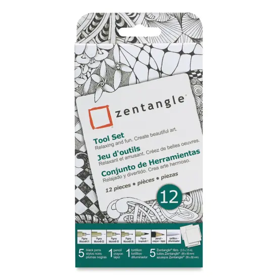 Sakura Zentangle Set - Set of 12, with White, Square Tiles {1}