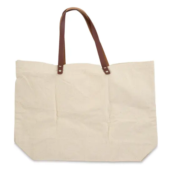 Leather Handle Canvas Tote - Natural, 20" x 15" x 5" {1}