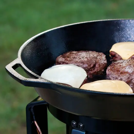 Lodge Seasoned Cast Iron Skillet with 2 Loop Handles - 17 Inch Ergonomic Frying Pan {4}