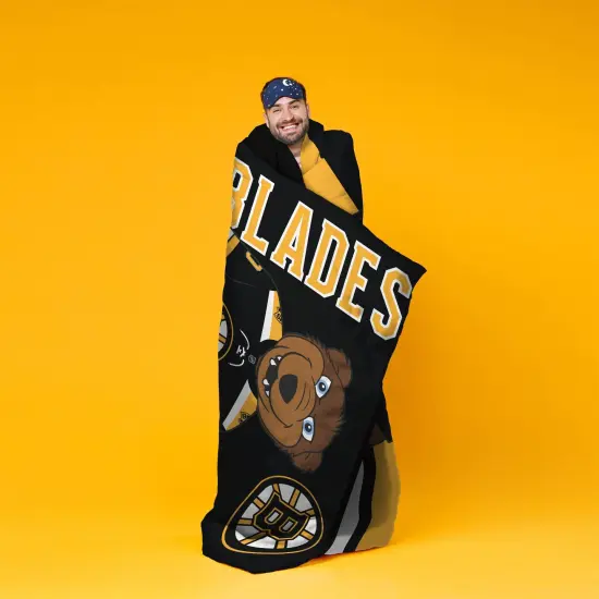 Sleep Squad Boston Bruins Blades 60” x 80” Raschel Plush Hockey Blanket {5}