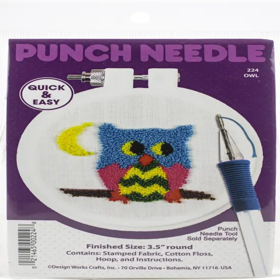 Design Works Punch Needle Kit 3.5" Round-Owl {1}