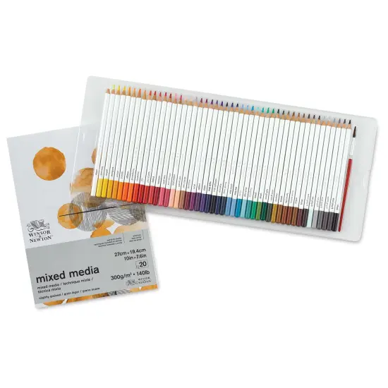 Winsor & Newton Studio Collection Watercolor Pencils - Set of 48, with Paper Pad and Brush {1}