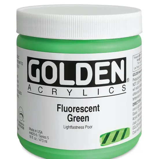 Golden Heavy Body Artist Acrylics - Fluorescent Green, 16 oz jar {2}