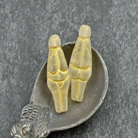 *6* 21x10mm Gold Washed Matte Crystal Goddess Beads {1}