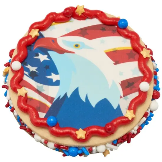 Patriotic Eagle Edible Cake Topper Image 7.5 round {3}
