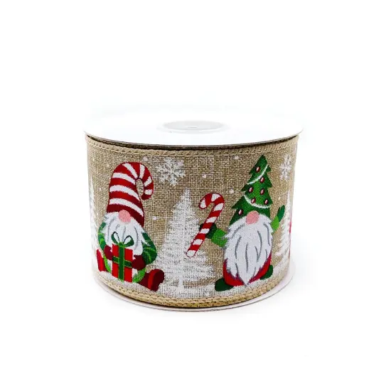 Designer&rsquo;s Shop WR 63-5179 Holiday Glitter Gnomes Wired edge ribbon 2.5&rdquo; x 10 yard {3}