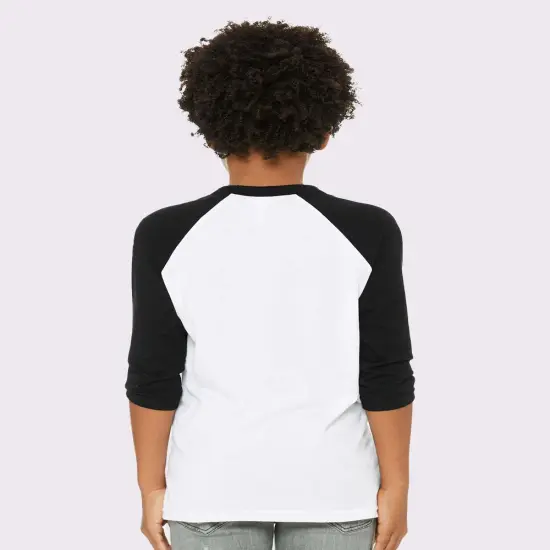 BELLA + CANVAS&reg; Youth Three-Quarter Sleeve Baseball Tee - 3200Y White/ denim {7}
