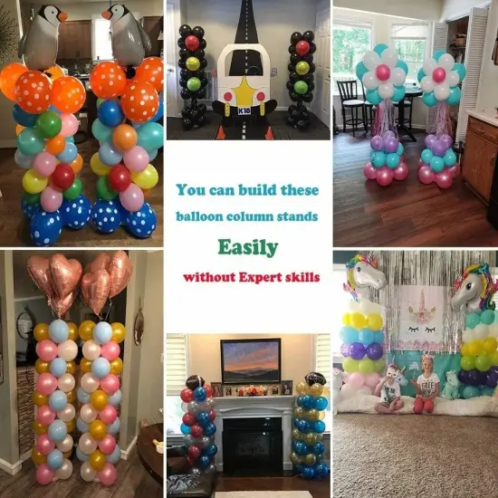 2 Set Balloon Column Stand Kit with Metal Pole & Water Bases {5}