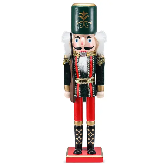 Ornativity Christmas Toy Soldier Nutcracker &ndash; Red and Black Wooden Nutcracker Soldier with a Rifle Gun Xmas Themed Holiday Nut Cracker Doll Figure Decorations {1}
