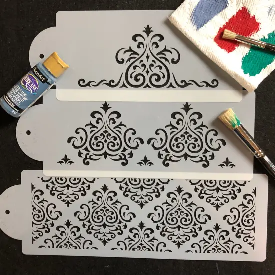 Elaine's Cake Stencil Set | C591 by Designer Stencils | Cake Decorating Tools | Baking Stencils for Royal Icing, Airbrush, Dusting Powder | Reusable Plastic Food Grade Stencil for Cakes | Easy to Use & Clean Cake Stencil {6}