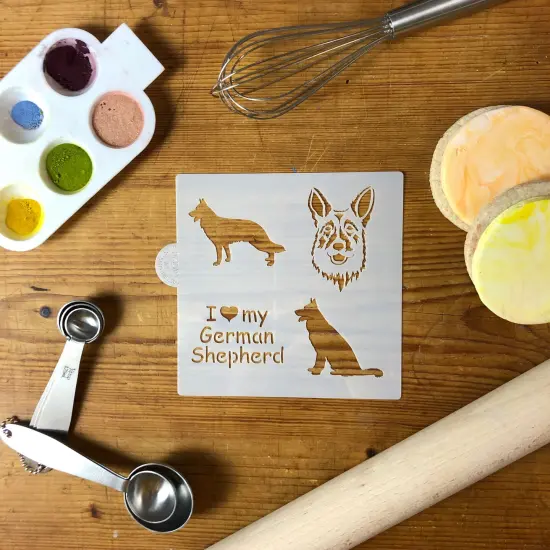 I Love My German Shephard Cookie & Craft Stencil | CM020 by Designer Stencils | Cookie Decorating Tools | Baking Stencils for Royal Icing, Airbrush, Dusting Powder | Craft Stencils for Canvas, Paper, Wood | Reusable Food Grade Stencil {3}