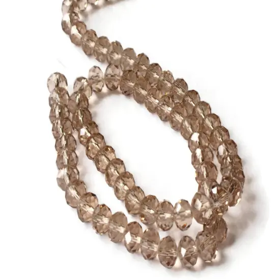 72 6x8mm Champagne Pink Crystal Faceted Rondelle Beads 17 Inch Full Strand {3}