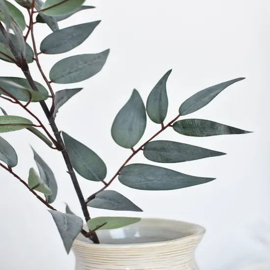 36" Faux Dark Green/Gray Ruscus Leaf Stem {4}