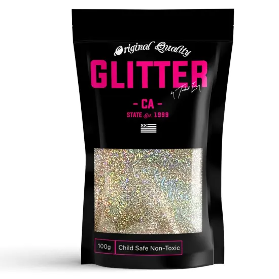 Silver Gold Holographic Premium Glitter Multi Purpose Dust Powder 100g / 3.5oz for use with Arts & Crafts Wine Glass Decoration Weddings Cards Flowers Cosmetic Face Body (PACKAGING MAY VARY) {1}