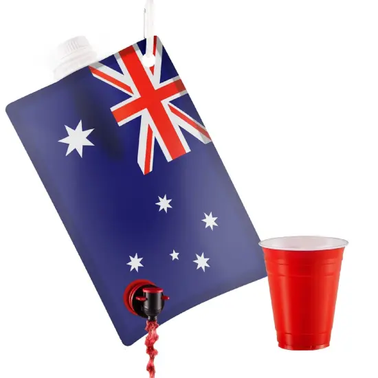 Australian Flag Adult Party Flask: 2 liter Flasks Make the Perfect Drink Dispenser for Your Australia Day Party Supplies, Summer Beach or Pool Party, Soccer, Cricket, or Football Tailgating and More {1}
