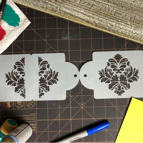 Damask Cake Stencil Tier #3 | C403 by Designer Stencils | Cake Decorating Tools | Baking Stencils for Royal Icing, Airbrush, Dusting Powder | Reusable Plastic Food Grade Stencil for Cakes | Easy to Use & Clean Cake Stencil {5}