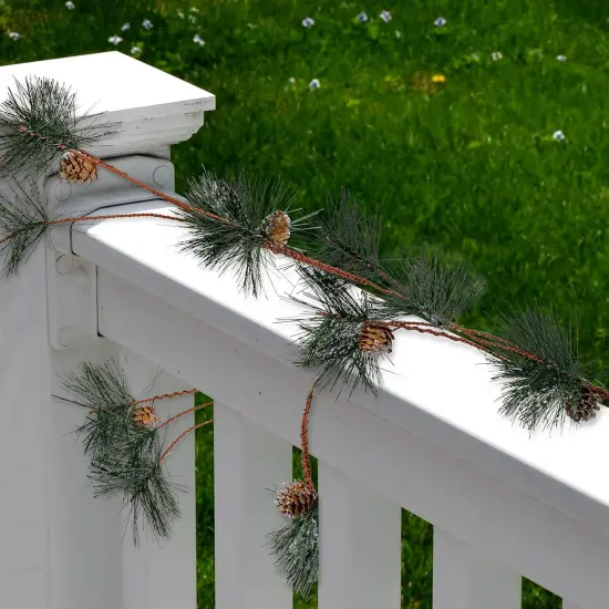 Ornativity Pinecone and Needles Garland - Pine Needles and Pinecone Rustic Holiday Christmas Tree Natural Garland Decorations &ndash; 6 Ft {3}