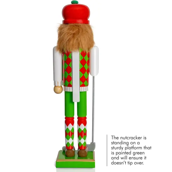 Ornativity Golf Player Christmas Nutcracker &ndash; Red and Green Wooden Golfer with Club and Ball Xmas Themed Holiday Nut Cracker Doll Figure Toy Decorations {5}