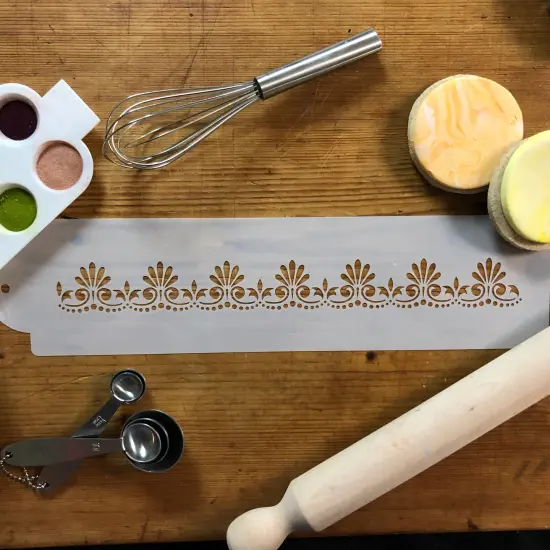 Fleur De Lis Cake Stencil Side #3 | C491 by Designer Stencils | Cake Decorating Tools | Baking Stencils for Royal Icing, Airbrush, Dusting Powder | Reusable Plastic Food Grade Stencil for Cakes | Easy to Use & Clean Cake Stencil {4}